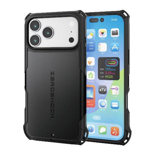 エレコム(ELECOM) PM-A25DZEROMGBK ブラック iPhone17 Pro Max ケース ハイブリッド 衝撃吸収 MAGKEEP 磁力吸着ワイヤレス充電対応 フィルム付 ZEROSHOCK