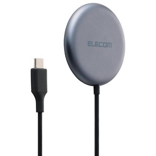 エレコム(ELECOM) W-MA11BK ブラック ワイヤレス充電器 Qi2 25W マグネット式 ズレにくい 異物検知機能 USB-Cケーブル一体1.5m