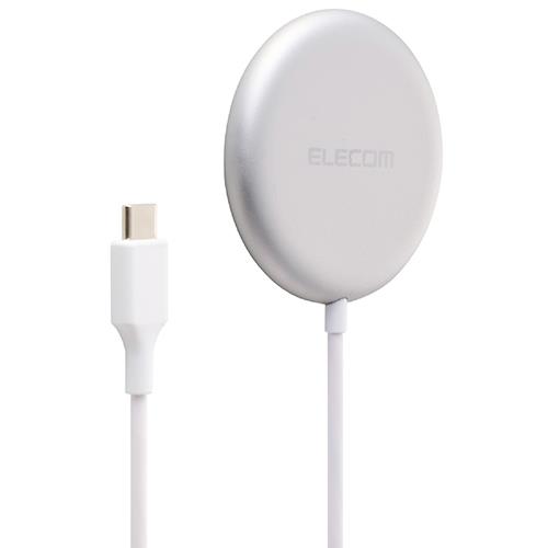 エレコム(ELECOM) W-MA11SV シルバー ワイヤレス充電器 Qi2 25W マグネット式 ズレにくい 異物検知機能 USB-Cケーブル一体1.5m
