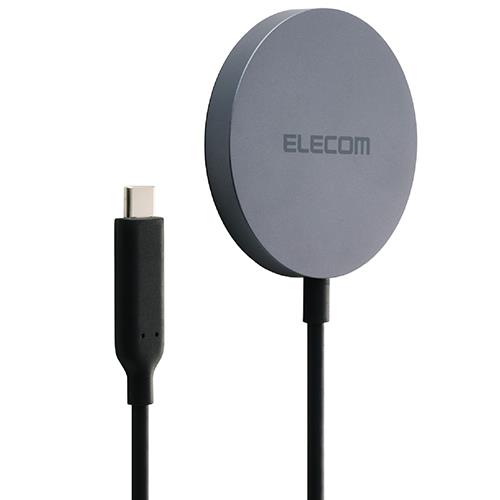 エレコム(ELECOM) W-MA12BK ブラック ワイヤレス充電器 Qi2 25W 卓上パッド マグネット式 Qi2対応iPhone/Androidスマホ用 Type-C一体型1m