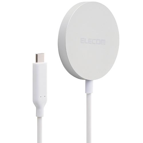 エレコム(ELECOM) W-MA12SV シルバー ワイヤレス充電器 Qi2 25W 卓上パッド マグネット式 Qi2対応iPhone/Androidスマホ用 Type-C一体型1m