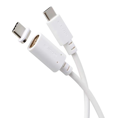 エレコム(ELECOM) MPA-CCMA10WH ホワイト マグネット 充電ケーブル USB-C 60W PD対応 着脱式コネクタ ブレーカー内蔵 1m
