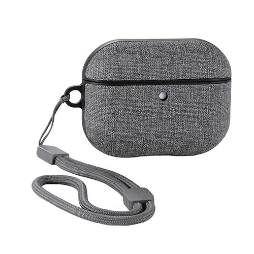 エレコム(ELECOM) AVA-AP07CCGY グレー AirPods Pro 3 ケース MagSafe対応 ファブリック調 TPU 耐衝撃 ストラップ付 落下防止