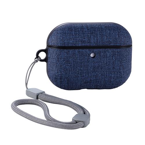 エレコム(ELECOM) AVA-AP07CCNV ネイビー AirPods Pro 3 ケース MagSafe対応 ファブリック調 TPU 耐衝撃 ストラップ付 落下防止