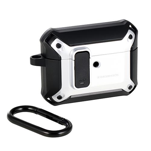 エレコム(ELECOM) AVA-AP07ZEROLSV シルバー AirPods Pro 3 ケース MagSafe対応 ZEROSHOCK 3構造衝撃吸収 ロック機能 カラビナ付 落下防止