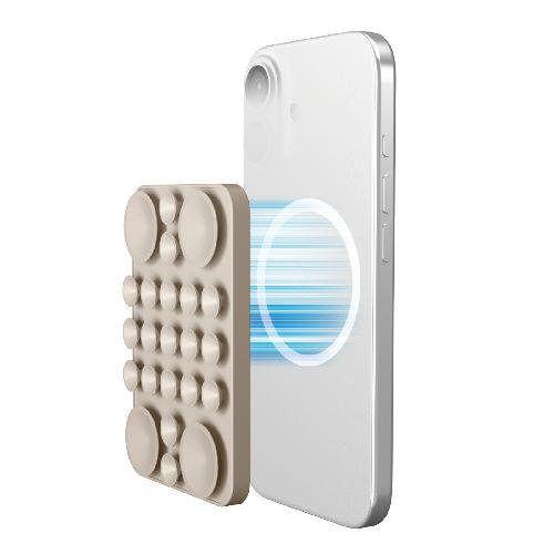 エレコム(ELECOM) P-TKPTMAG01BG ベージュ スマホホルダー 吸盤 MagSafe対応 iPhone用 強力固定 動画視聴 自撮り 壁鏡ガラス貼付 シリコン コンパクト