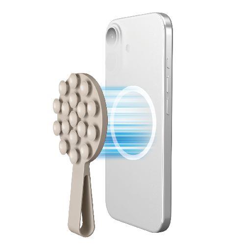 エレコム(ELECOM) P-TKPTMAGB01BG ベージュ スマホホルダー 吸盤 MagSafe対応 iPhone用 落下防止バンド付 強力固定 動画視聴 自撮り 壁鏡ガラス貼付