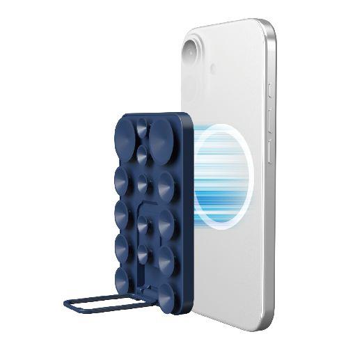 エレコム(ELECOM) P-TKPTMAGS01NV ネイビー スマホホルダー 吸盤 MagSafe対応 iPhone用 スタンド機能付 縦横対応 強力固定 動画視聴 壁鏡ガラス貼付