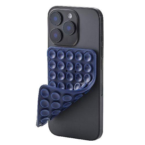 エレコム(ELECOM) P-TKPTSUC01NV ネイビー スマホホルダー 両面吸盤 全機種対応 強力固定 動画視聴 自撮り 壁鏡ガラス貼付 シリコン コンパクト