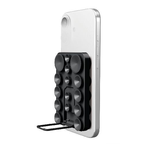 エレコム(ELECOM) P-TKPTSUCS01BK ブラック スマホホルダー 両面吸盤 全機種対応 スタンド機能付 縦横対応 強力固定 動画視聴 壁鏡ガラス貼付 シリコン