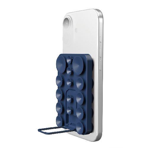 エレコム(ELECOM) P-TKPTSUCS01NV ネイビー スマホホルダー 両面吸盤 全機種対応 スタンド機能付 縦横対応 強力固定 動画視聴 壁鏡ガラス貼付 シリコン