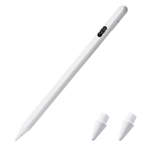 エレコム(ELECOM) P-TPACSTAP12WH ホワイト iPad ペンシル 2018年以降対応 USB-C急速充電 デジタル残量表示 傾き感知 パームリジェクション 磁気吸着