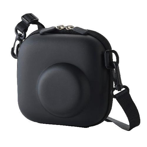 エレコム(ELECOM) IC-CCGPFLBK ブラック フラットテクスチャータイプ チェキケース instax miniシリーズ対応 カメラケース 写真収納ポケット付き ストラップ付