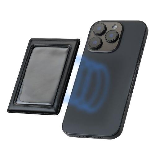 エレコム(ELECOM) IC-PCMGBK ブラック チェキ用フォトフレーム マグネット式 instax mini film用 MagSafe装着可 落下防止カバー付 写真収納