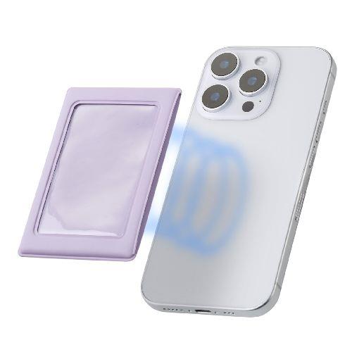 エレコム(ELECOM) IC-PCMGPU パープル チェキ用フォトフレーム マグネット式 instax mini film用 MagSafe装着可 落下防止カバー付 写真収納