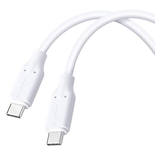 エレコム(ELECOM) MPA-CC5PTSS20WH ホワイト 100W PD USB Type-C ケーブル 2m ブレーカー搭載 自動遮断で安心 やわらかシリコン 480Mbps