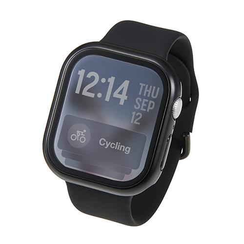 エレコム(ELECOM) AW-25AFCGPBK ブラック アップルウォッチ カバー Series 11/10 (46mm) フルカバー 強化ガラス 10H メタリック 耐衝撃PCフレーム