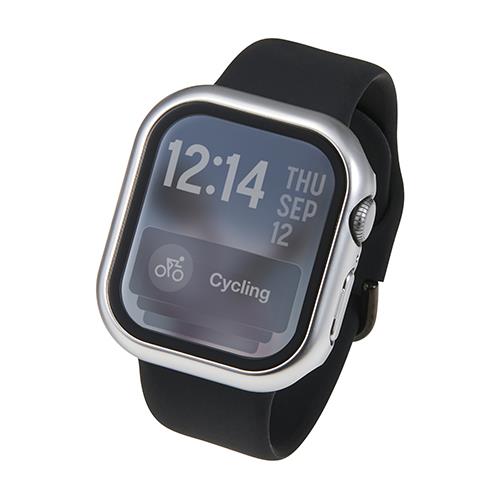 エレコム(ELECOM) AW-25BFCGPSV シルバー アップルウォッチ カバー Series 11/10 (42mm) フルカバー 強化ガラス 10H メタリック 耐衝撃PCフレーム