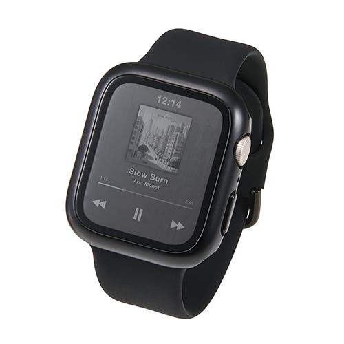 エレコム(ELECOM) AW-25DFCGPBK ブラック アップルウォッチ カバー SE 第3世代/第2世代 (44mm) フルカバー 強化ガラス メタリック 耐衝撃PCフレーム