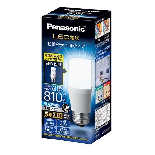 パナソニック(Panasonic) LDT6DGST6 LED電球 T形タイプ 昼光色 E26口金 60W形相当 810lm