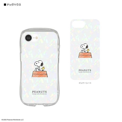 グルマンディーズ(gourmandis) SNGG-124A ドッグハウス iPhone16e対応クリスタルクリアケース プロテクトジャケット ピーナッツ スヌーピー