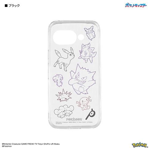 グルマンディーズ(gourmandis) POKE-986BK ブラック ポケットモンスター Google Pixel 9a 対応 クリアケース