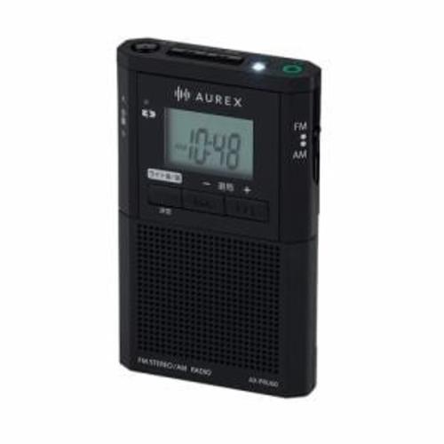 Aurex(オーレックス) AX-PRU60K ブラック ポケットラジオ デカ文字表示液晶パネル搭載 USB充電対応 LEDライト付
