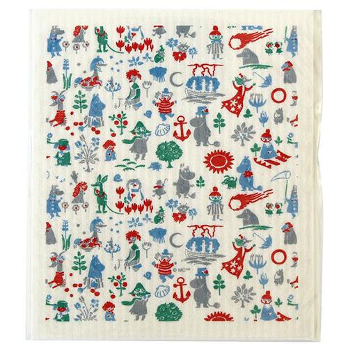 イーオクト ecomfortHouse Tove Jansson スポンジワイプ ムーミン谷の仲間たち ブルー W17cm