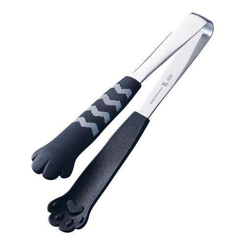 田辺金具 18-0卓上トング きゃっちだにゃん しま 黒