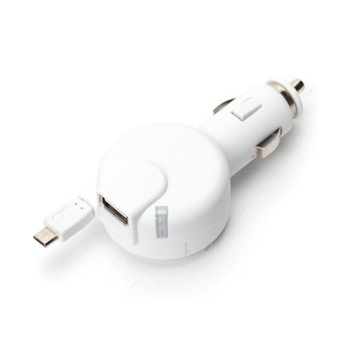 PGA PG-IQDC24A8WH ホワイト IQOS用 micro USB コネクタケーブル 0.6m USB1ポート 車載用DC充電器