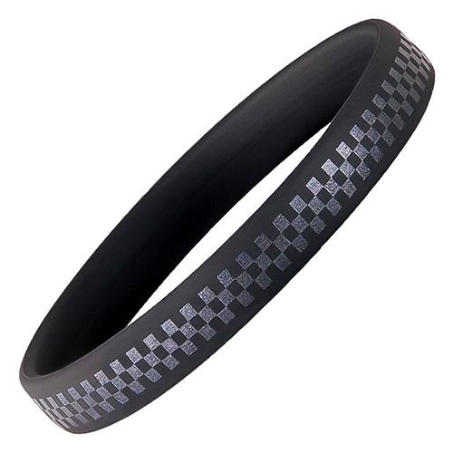 オルアージュ SM0018 市松模様 ブラック×パール スパークノンX シリコンバンド Mサイズ 静電気緩和ブレスレット