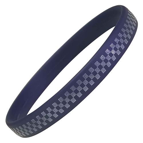 オルアージュ SL0087 市松模様 ネイビー×パール スパークノンX シリコンバンド Lサイズ 静電気緩和ブレスレット