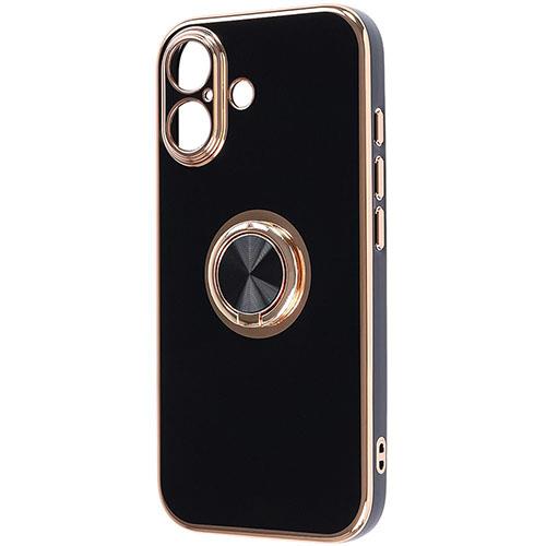 ray-out(レイ・アウト) iPhone17用 ソフトケース 精密設計 フレームメッキ リング付き / ブラック/ゴールド RT-P52TRE/BG