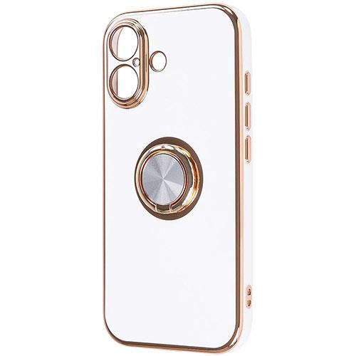 ray-out(レイ・アウト) iPhone17用 ソフトケース 精密設計 フレームメッキ リング付き / ホワイト/ゴールド RT-P52TRE/WG