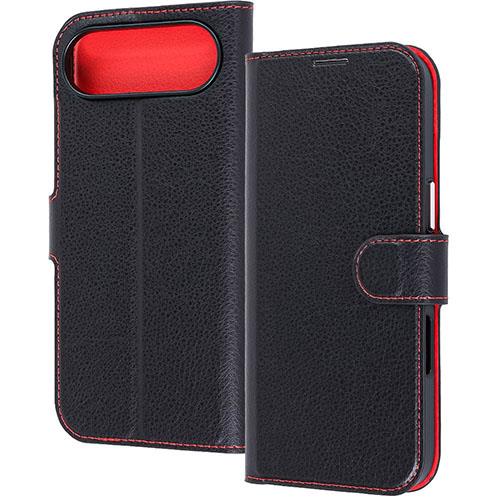 ray-out(レイ・アウト) iPhone17 Air用 手帳型レザーケース シンプル マグネット / ブラック/レッド RT-P54ELC1/BR