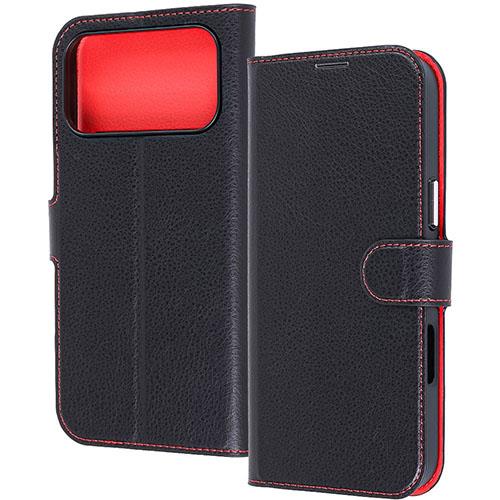 ray-out(レイ・アウト) iPhone17 Pro Max用 手帳型レザーケース シンプル マグネット / ブラック/レッド RT-P55ELC1/BR