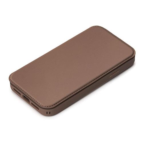 PGA iPhone15用 ガラスフリップケース ブラウン