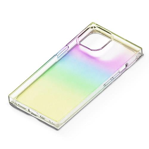 PGA iPhone15用 ソフトケース スクエアデザイン オーロラ