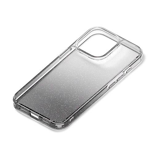 PGA iPhone15 Pro用 グラデーションハイブリッドケース ラメ･ブラック