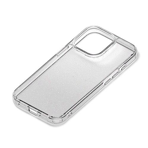 PGA iPhone15 Pro用 グラデーションハイブリッドケース ラメ･ホワイト