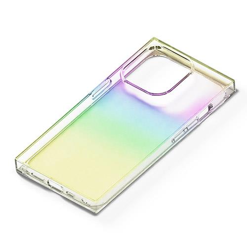 PGA iPhone15 Pro用 ソフトケース スクエアデザイン オーロラ
