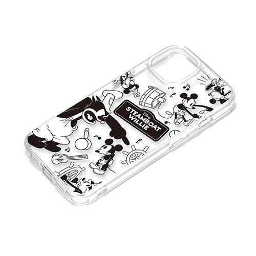 PGA iPhone15 Plus用 クリアハイブリッドケース 蒸気船ウィリー