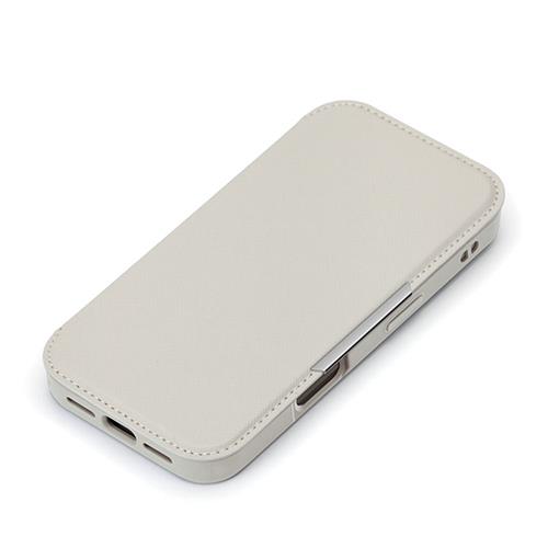 PGA PG-24AGF05GY サフィアーノ調/グレー iPhone16用 ガラスフリップケース