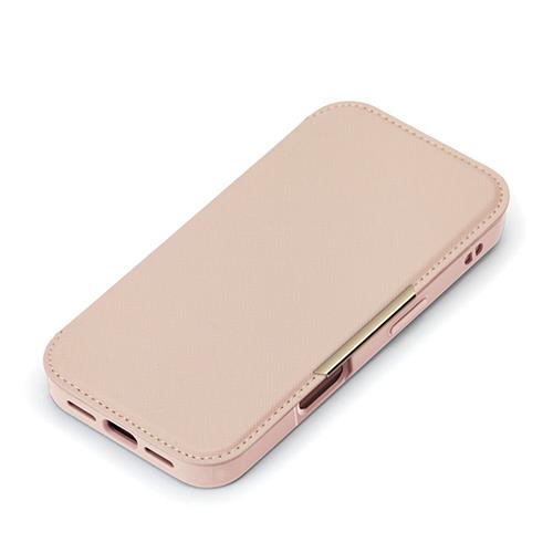 PGA PG-24AGF06PK サフィアーノ調/ピンク iPhone16用 ガラスフリップケース
