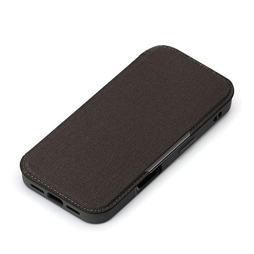 PGA PG-24AGF07GY キャンバス/チャコールグレー iPhone16用 ガラスフリップケース