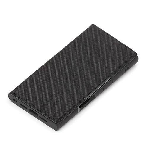 PGA PG-24ACF04BK ナイロンメッシュ調/ブラック iPhone16用 クリアフリップケース