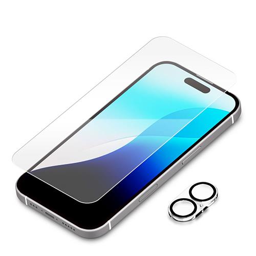 PGA PG-24AGLPST 高透明 iPhone16用 液晶保護ガラス カメラプロテクターセット