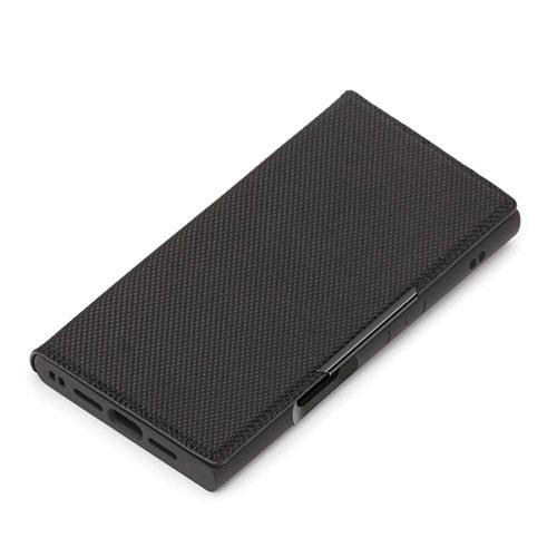 PGA PG-24BCF04BK ナイロンメッシュ調/ブラック iPhone16Pro用 クリアフリップケース