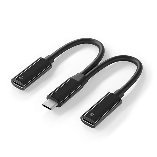 PGA PG-TYCCHG01BK USB-C充電ポート付 USB-C to USB-C イヤホン変換アダプタ