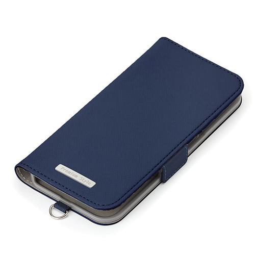 PGA PG-25KFP06NV ネイビー iPhone 16e用 フリップカバー サフィアーノ調 手帳型ケース